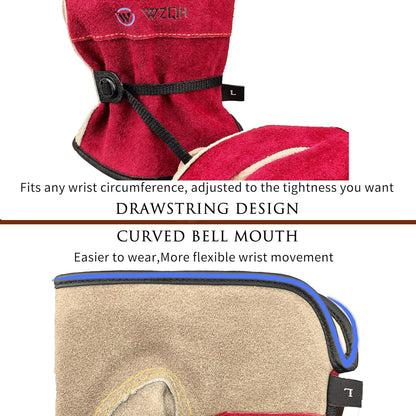 Leather Work Gloves for Women, Large Glove for Gardening, Tig/Mig Welding, Construction, Chainsaw