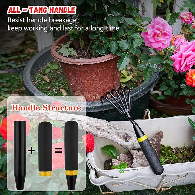 Stainless Steel Hand Cultivator - Garden Rake: Great for Heavy - Duty Soil Loosening, Planting and