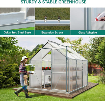 YITAHOME 6x6FT Polycarbonate Greenhouse Heavy Duty Green Houses Outdoor Greenhouses Aluminum