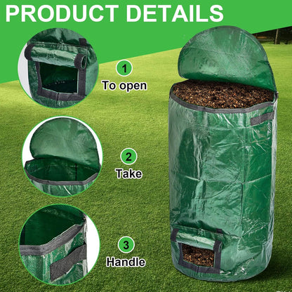 Ctosree 4 Pieces Compost Bin Bags Large 34 Gallon Reusable Yard Waste Lawn Bags Heavy Duty Garden