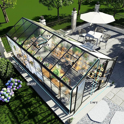 AMERLIFE 8x18x7FT Polycarbonate Greenhouse, Walk in Greenhouse with Quick-Connect System, Green