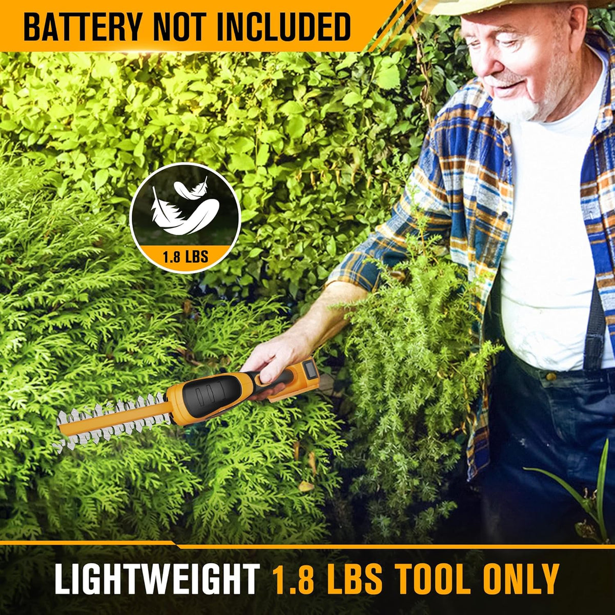 Hedge Trimmer Cordless Compatible with DEWALT 20V MAX Battery (No Battery), Electric Hedge Trimmer