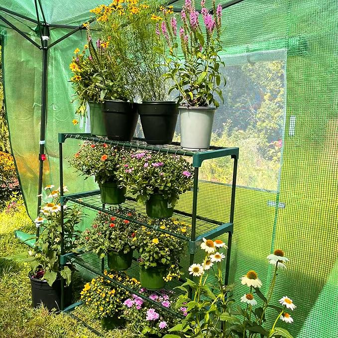 EAGLE PEAK Greenhouse Shelving Staging Double 4 Tier, Outdoor/Indoor Plant Shelves, 35"x12"x42"