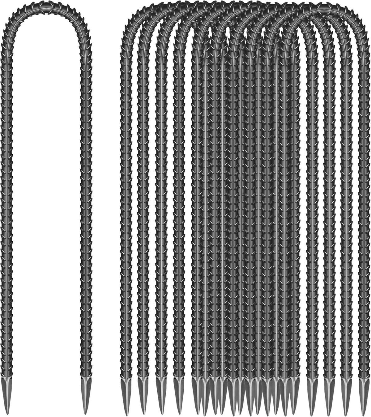 11 Pieces 12-Inch Garden Ground Stakes Galvanized Steel U Shape Hook Rebar Stake - Heavy Duty