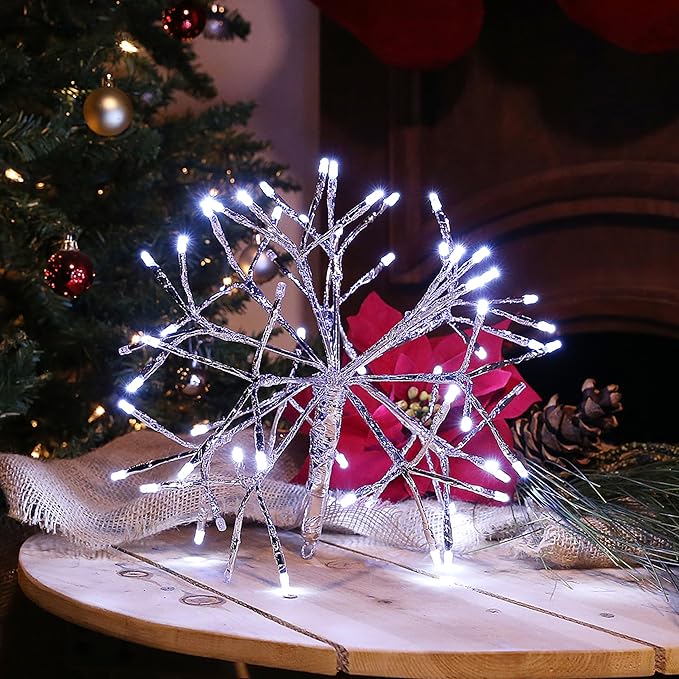 Alpine Corporation | 10"H Indoor Christmas Snowflake Ornament with White LED Lights — Elegant