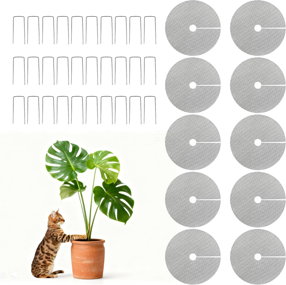 10pc 15.7" Plant Pot Covers Custom Cut Plant Pot Grids to Protect Soil from Animals for Indoor &