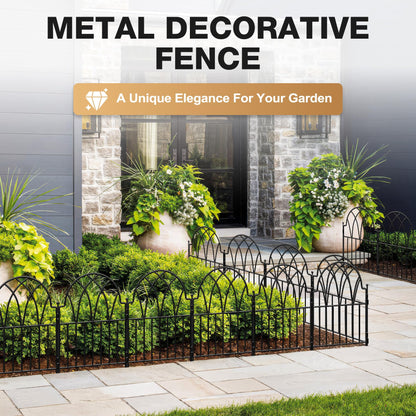 LATIHUUM 19 Pack Decorative Garden Fence Panels - 20.07 Ft Black Arched Metal Landscape Border