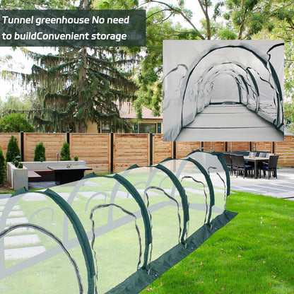 Portable PE Plastic Tunnel Greenhouse for Outdoors - Cambered Poly Transparent Long Greenhouses
