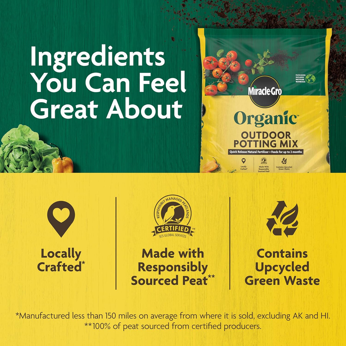 Miracle-Gro Organic Outdoor Potting Mix, for Outdoor Container Plants, Contains Quick-Release