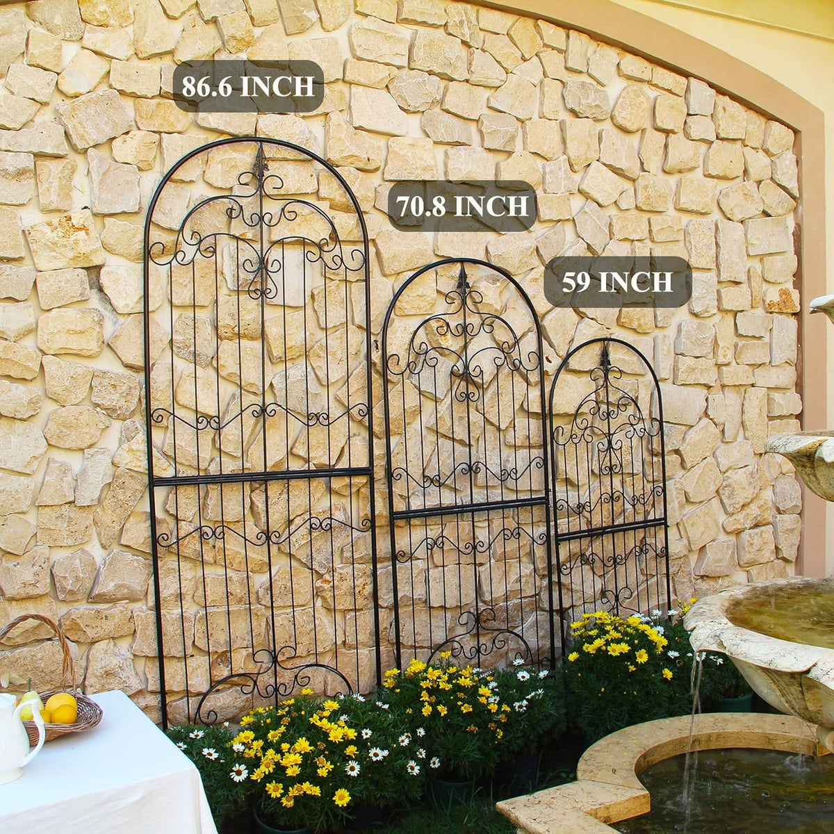 Trellis for Climbing Plants 59" H x 21.6" W Metal Unique Design Decorative Garden Structure