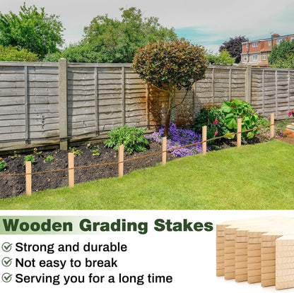 48 Pieces Wooden Garden Stakes 12 Inch Grade and Survey Stakes Wooden Garden and Sign Posts for