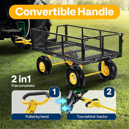 VIVOHOME Garden Cart Steel Heavy Duty 900 LBS Yard and Garden Wagon with 10 inch Tire and Handle