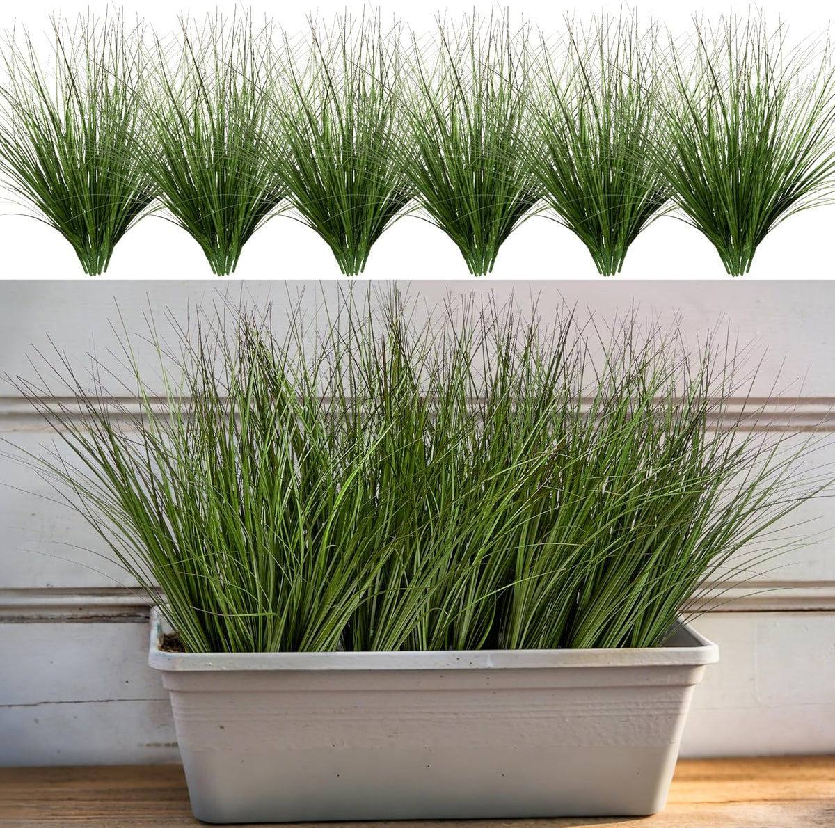 48PCS 17.3" Fake Plants Artificial Wheat Grass Greenery Plastic Plants Fake Grass Artificial Plants