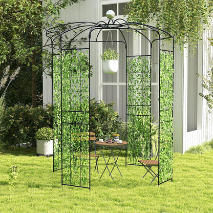 Happygrill Birdcage Shape Garden Arbor, 9.4 x 6.8FT Heavy Duty Gazebo with Hanging Hook for