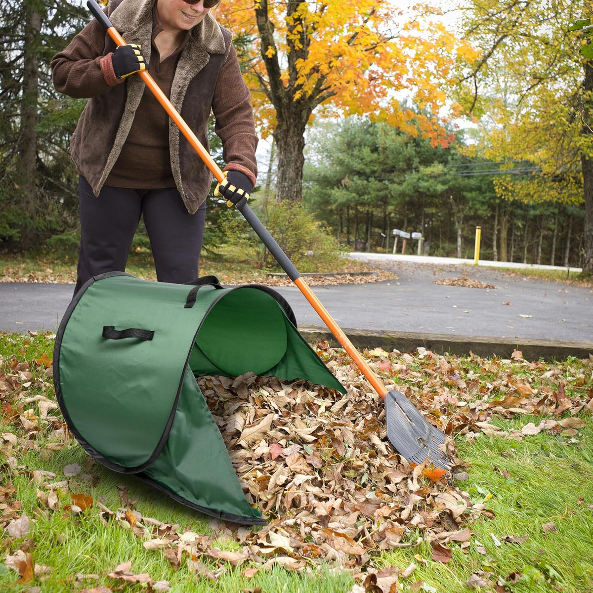 2 Pcs Foldable Pop Up Leaf Collector, Miniature Leaves Pickup and Loader Bag, Lawn Portable Leaf