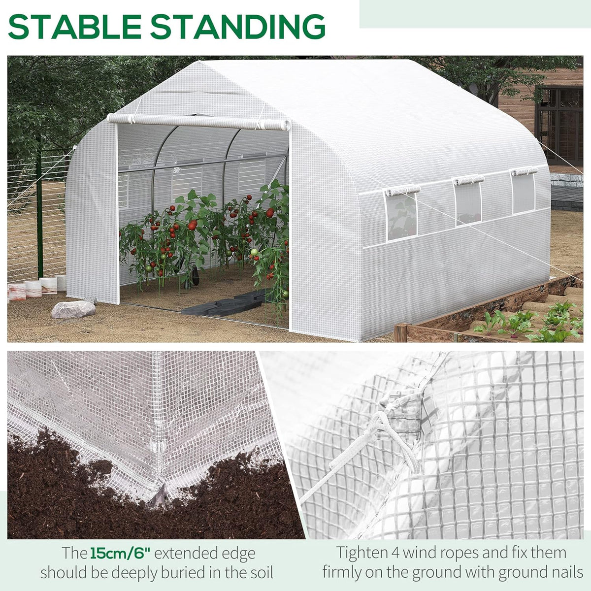 Outsunny 11.5' x 10' x 6.5' Walk-in Greenhouse, Tunnel Green House with Zippered Mesh Door and 6