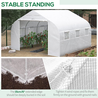 Outsunny 11.5' x 10' x 6.5' Walk-in Greenhouse, Tunnel Green House with Zippered Mesh Door and 6