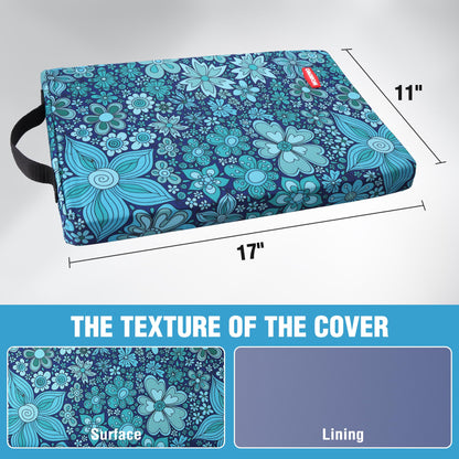 WORKPRO 17" Kneeling Pad with Removable Cover, Blue Floral Printing