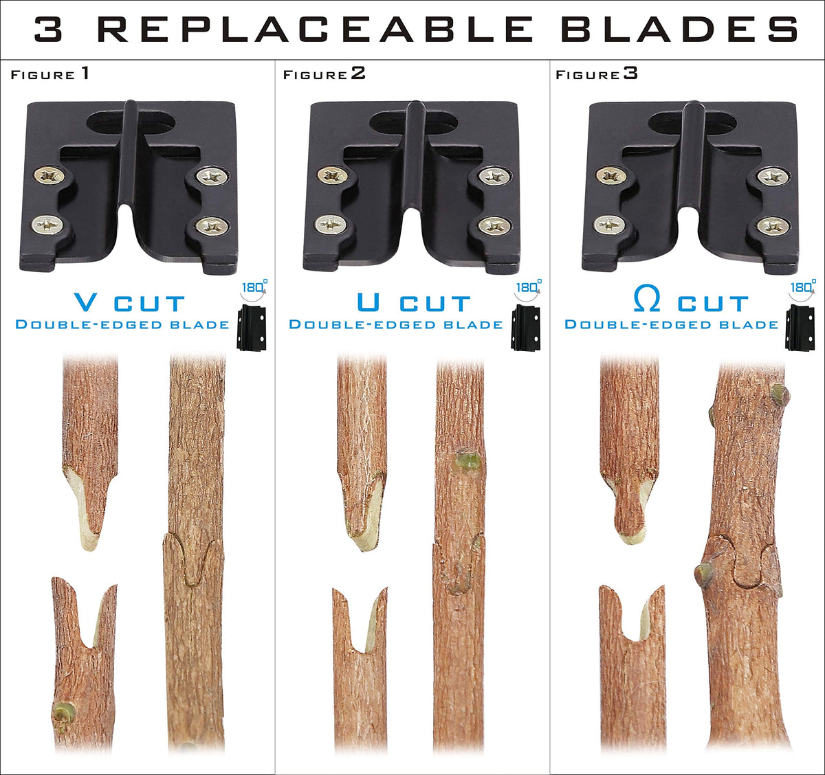 [6 Blades Enhanced] NAYE 2 in 1 Garden Grafting Tool Kit for Fruit Trees with Grafting Knife