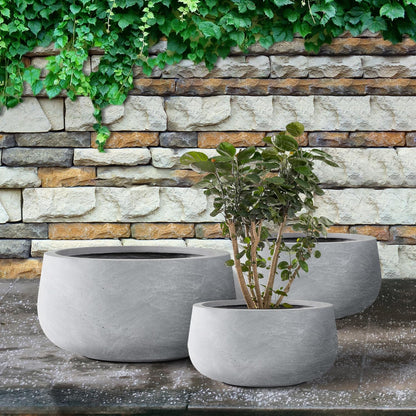 Kante 19.6",15.7",11.8" Dia Round Concrete Planters Set of 3, Cement Plant Pots with Drainage Hole