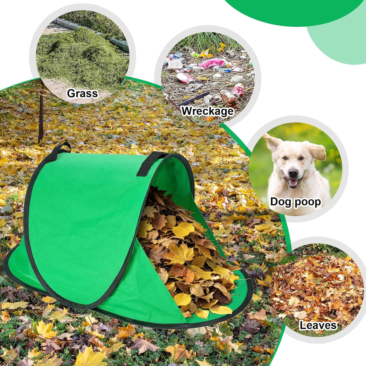 2025 New 60 Gallon Pop-Up Foldable Leaf Collector,Portable LeafBag,600D Oxford Cloth Leaves Pick Up