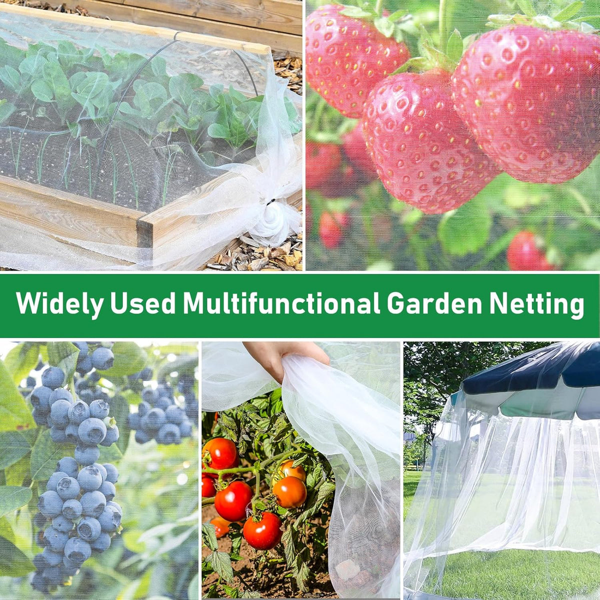 2Pack 10x30ft Garden Netting Mesh Barrier, Ultra Fine Mosquito Net for Patio,Garden Netting for
