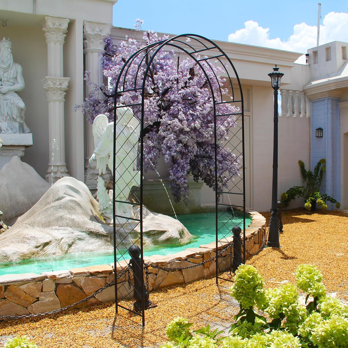 Garden Arbor 7.9 Ft High x 3.8 Ft Wide Sturdy Metal Archway with Ground Stakes to Enhance Stability