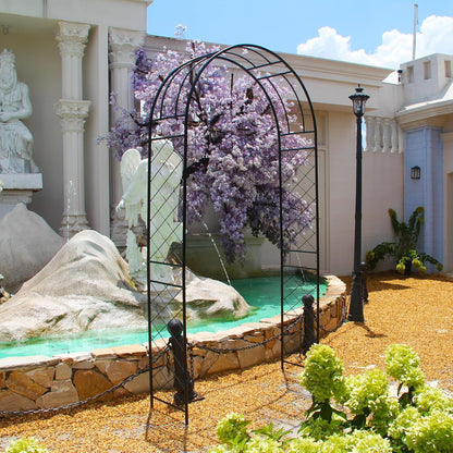 Garden Arbor 7.9 Ft High x 3.8 Ft Wide Sturdy Metal Archway with Ground Stakes to Enhance Stability