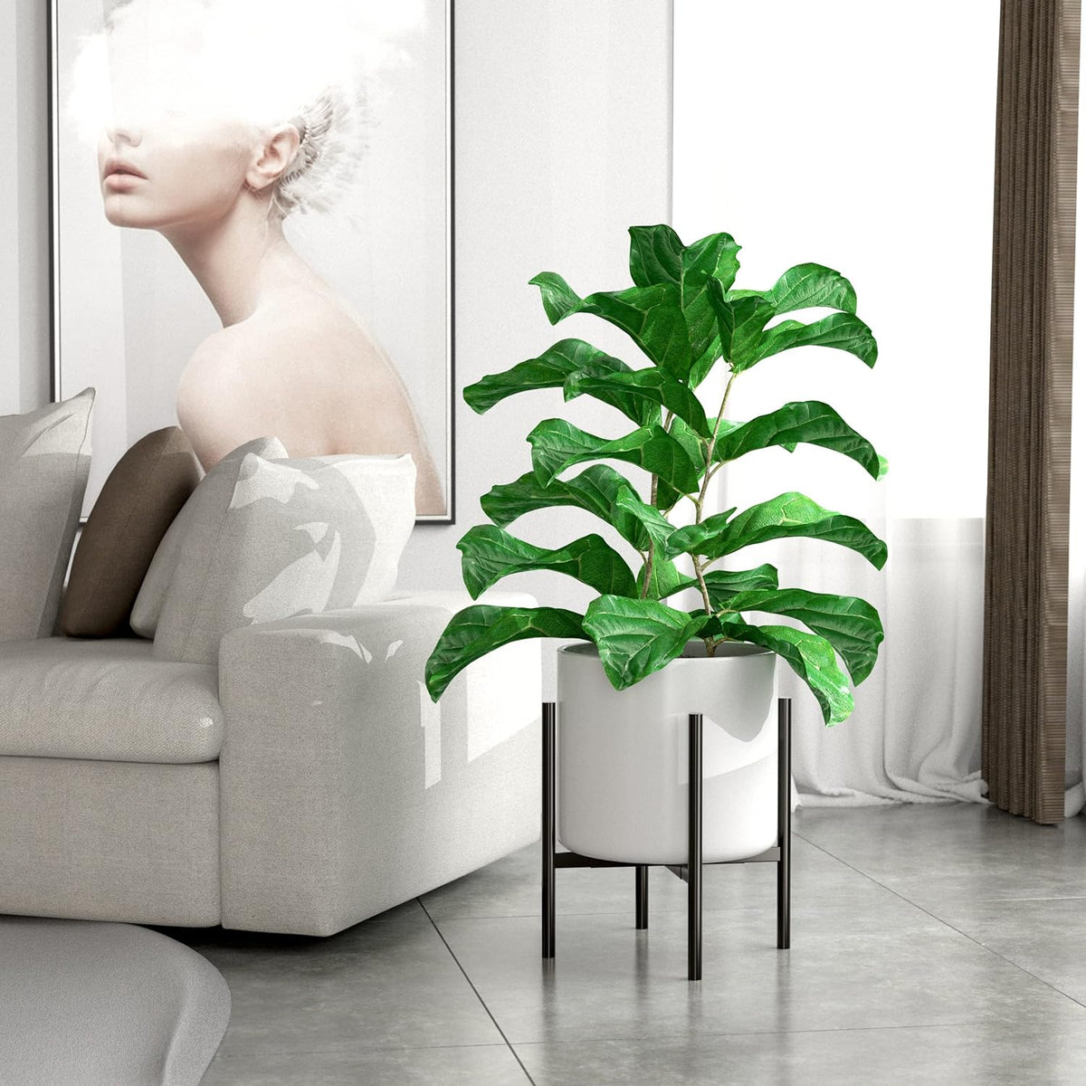 EKNITEY Adjustable Plant Pot Stand: Indoor Outdoor Modern Flower Holder Metal Plant Rack Organizer