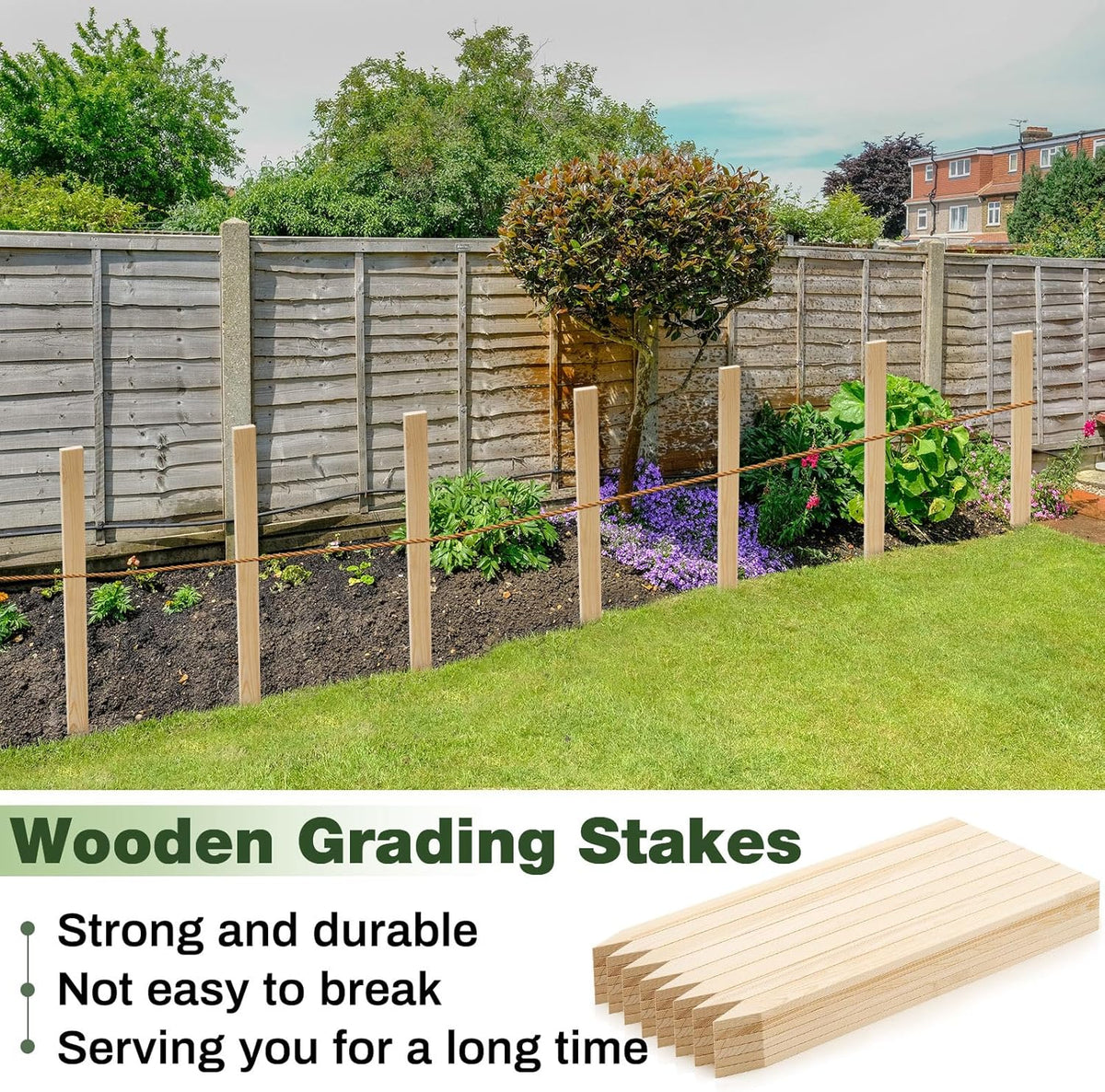 48 Pieces Wooden Garden Stakes 24 Inch Grade and Survey Stakes Wooden Garden and Sign Posts for