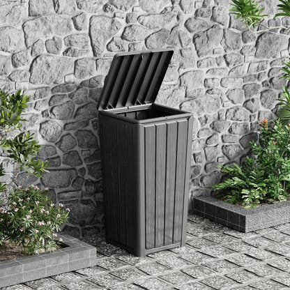 Outdoor Trash Can 23 Gallon Garbage Can with Lid Waterproof Resin Garbage Patio Waste Bin for