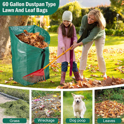 2 Pack 60 Gallon Leaf Collector,Collapsible Lawn & Leaf Bag,Heavy Leaves Pick up Tool Reusable Yard