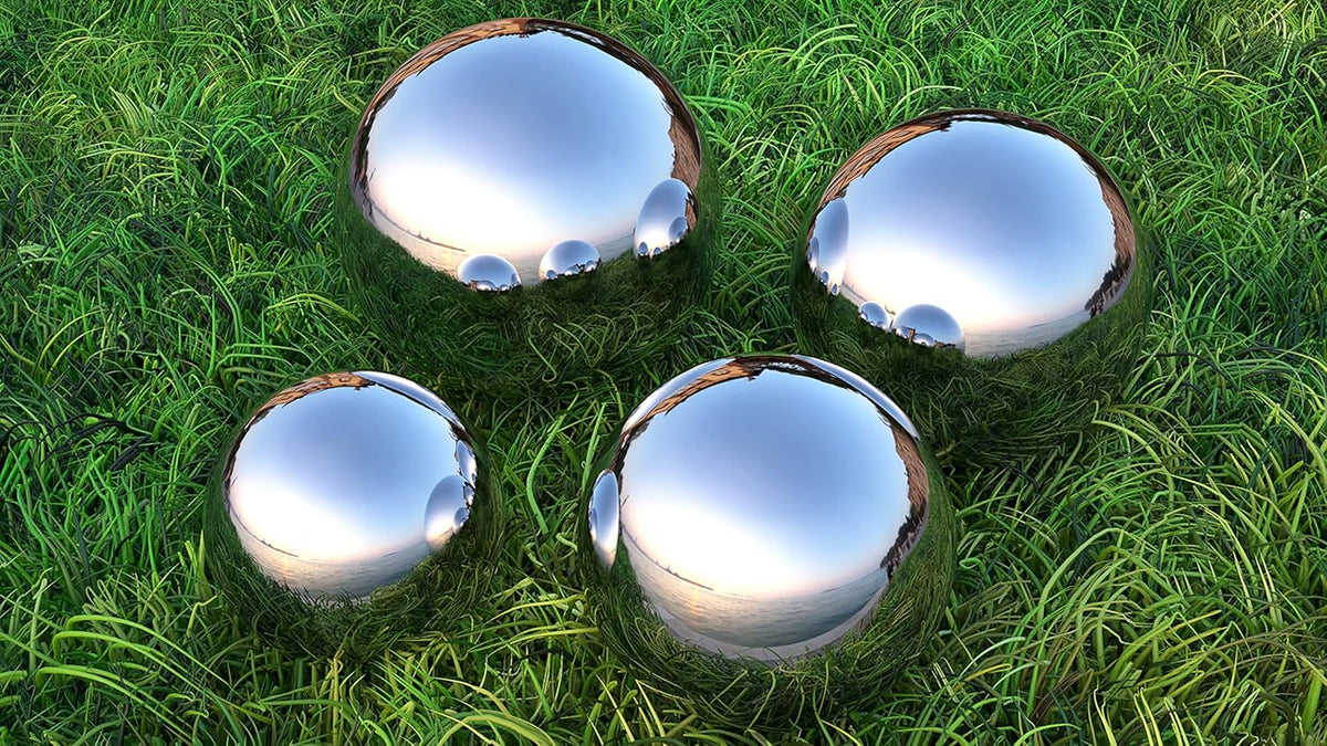 Lulu Decor, Size 16 Silver Stainless Steel Gazing Mirror Ball, Smooth Reflective Shiny Garden