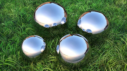 Lulu Decor, Size 16 Silver Stainless Steel Gazing Mirror Ball, Smooth Reflective Shiny Garden