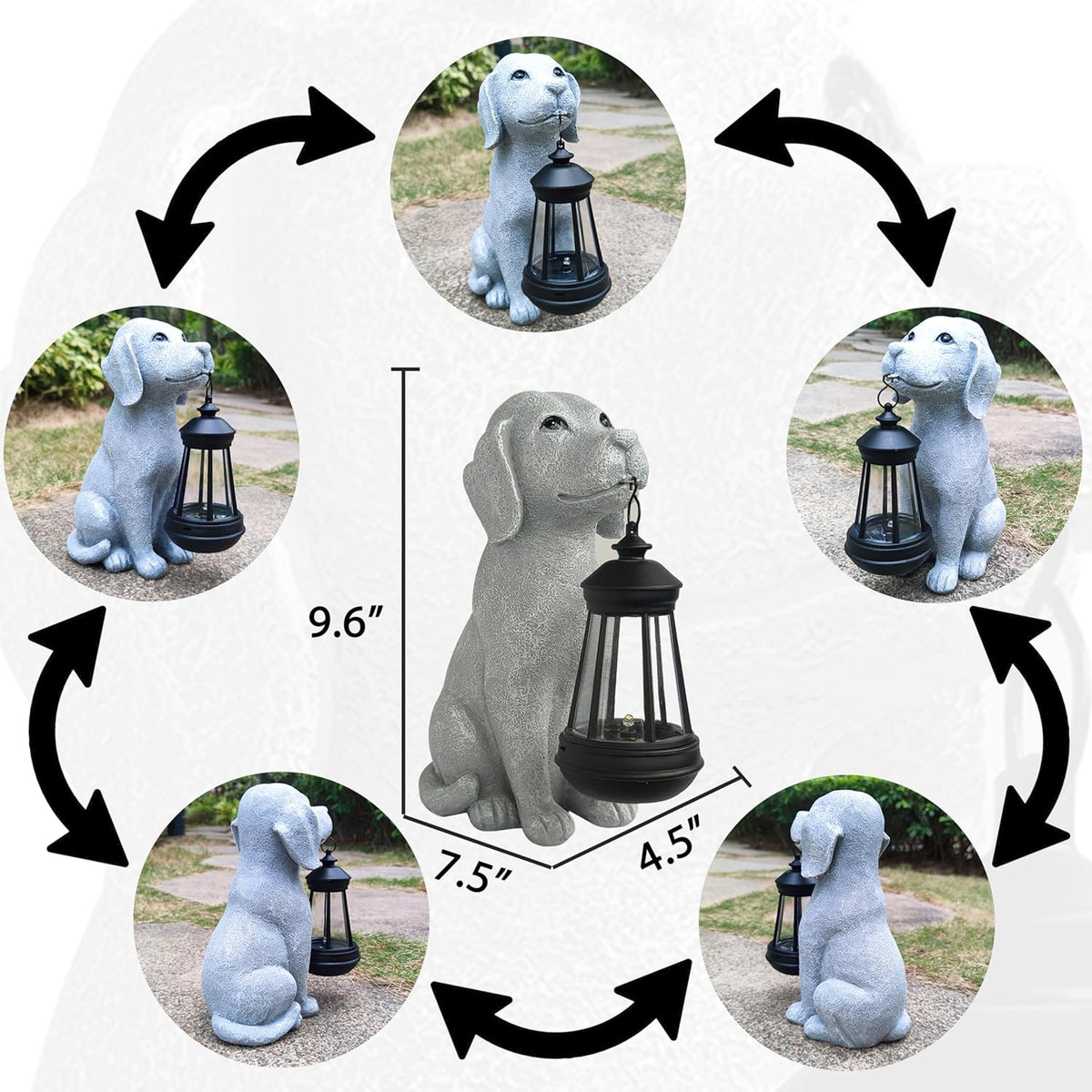 Solar Dog Outdoor Garden Statue with LED Light,Dog Solar Lights Lantern Outside Decorations for
