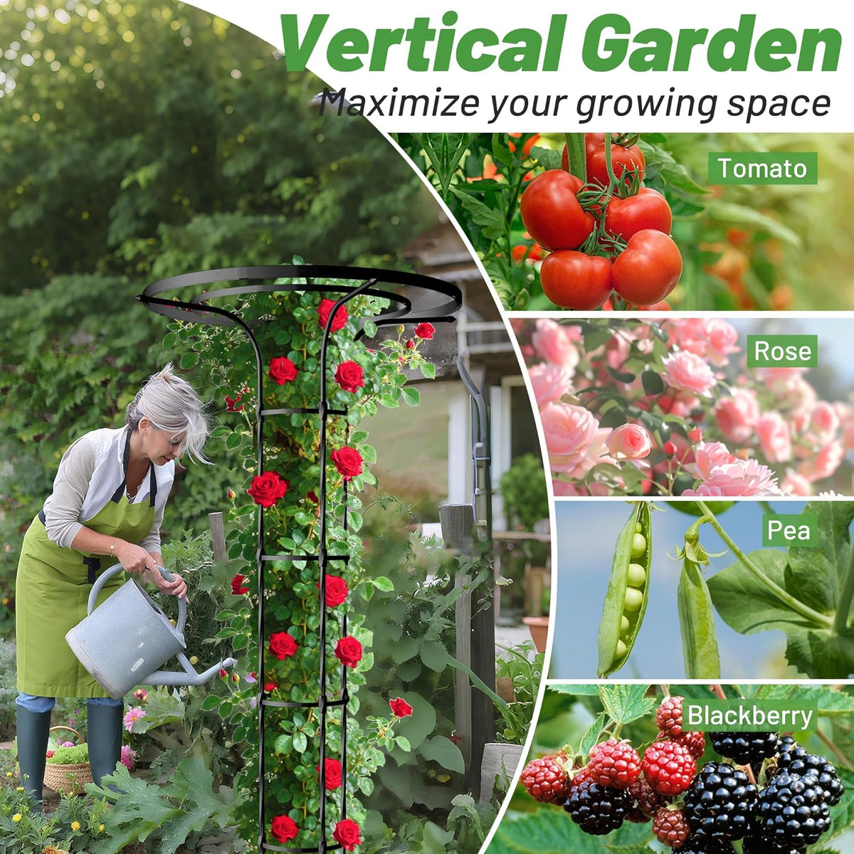 Garden Trellis for Climbing Plants Outdoor, 4.6FT Tall Metal Obelisk Trellis, 55.1" Umbrella