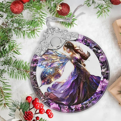 Christmas Stained Glass Fairy Ornament - Home Decor - Holiday Present Ideas - Gift Exchange