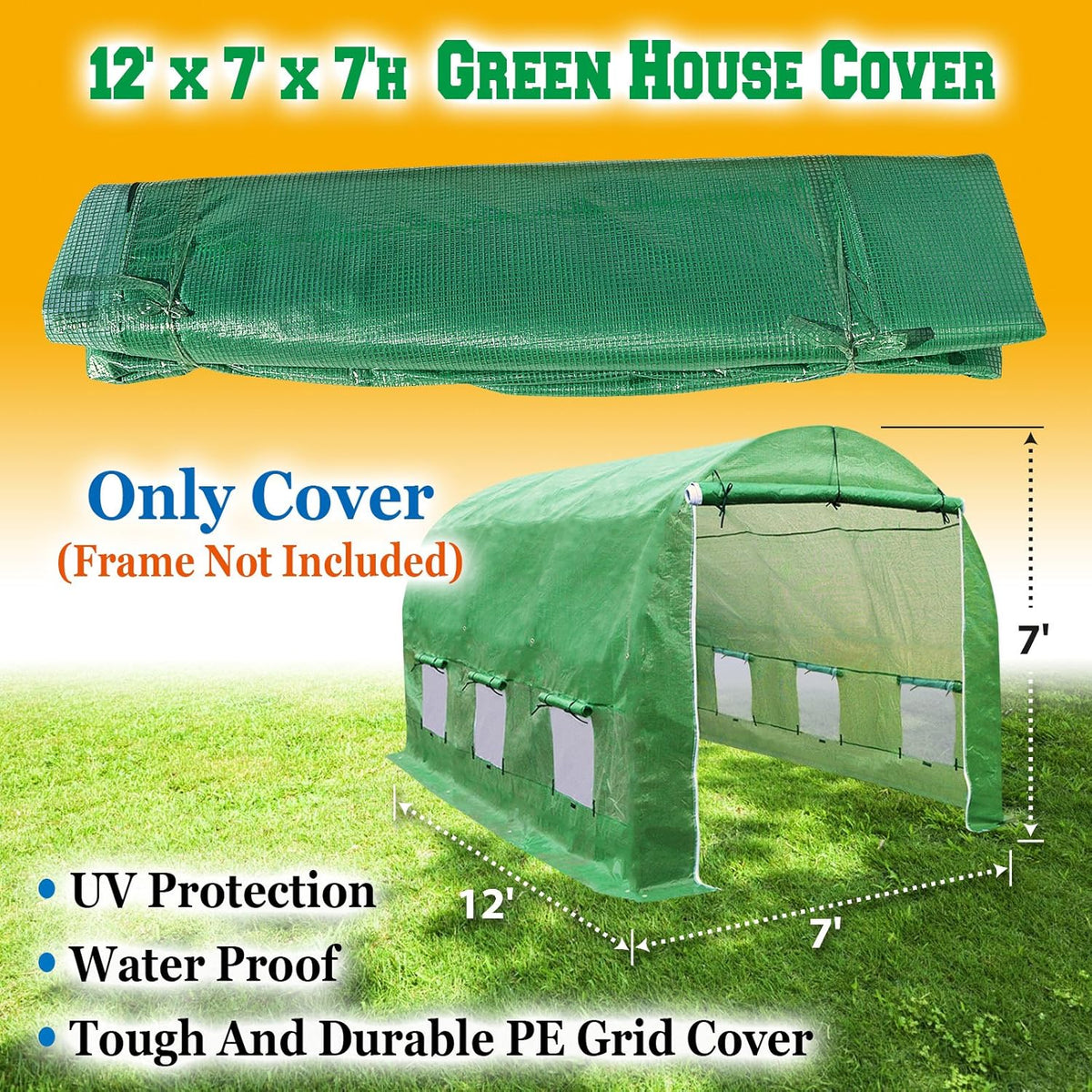 Strong Camel Greenhouse Replacement Covering for Outdoor Larger Hot Garden House , Support Arch