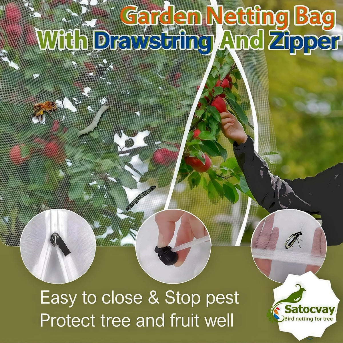 Bird Netting for Blueberry Bushes - Garden Netting Pest Barrier with Drawstring Tomato Protective