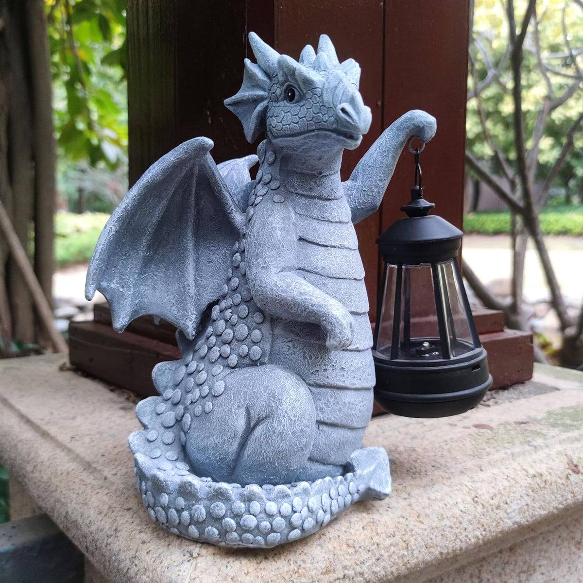 Solar Dragon Garden Statue Decoration with Solar Lantern,Dragon Figurine Lights Outdoor Décor for