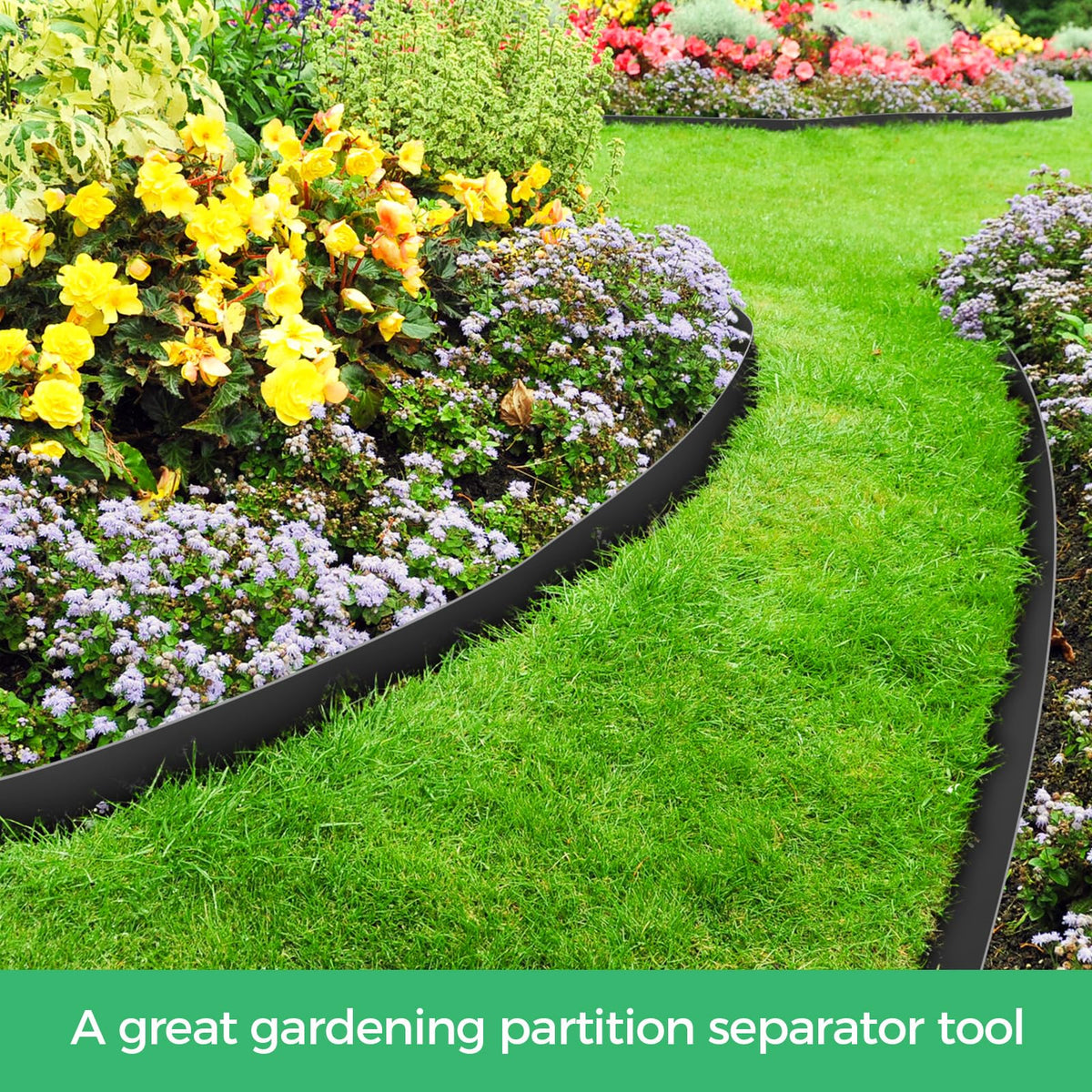 FunFanso 2 in Tall 66FT Landscape Edging Border with 100 Spikes, No Dig Kit