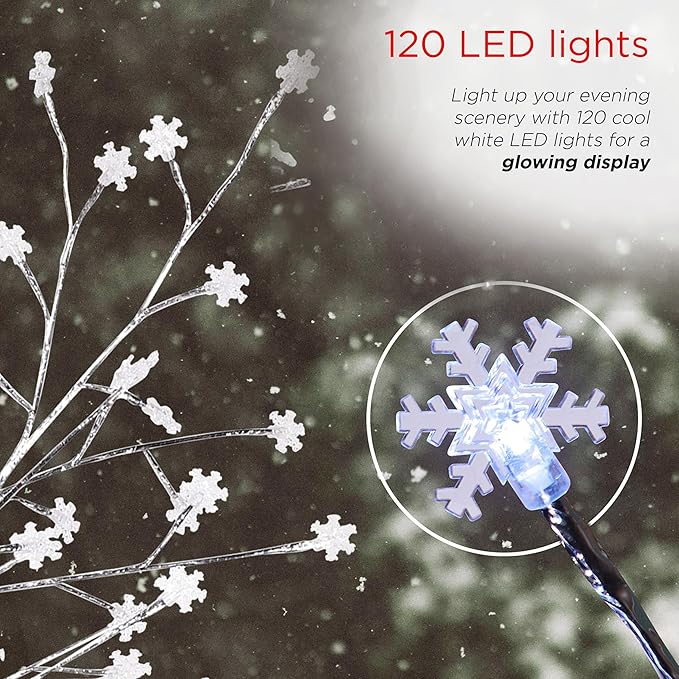 Alpine Corporation 58"H Indoor/Outdoor Frosty Christmas Snowflake Tree with LED Lights , Christmas