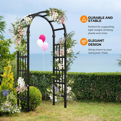 VINGLI Vinyl Garden Arbor, PVC Wedding Arch for Ceremony Party, Garden Trellis for Climbing Plants