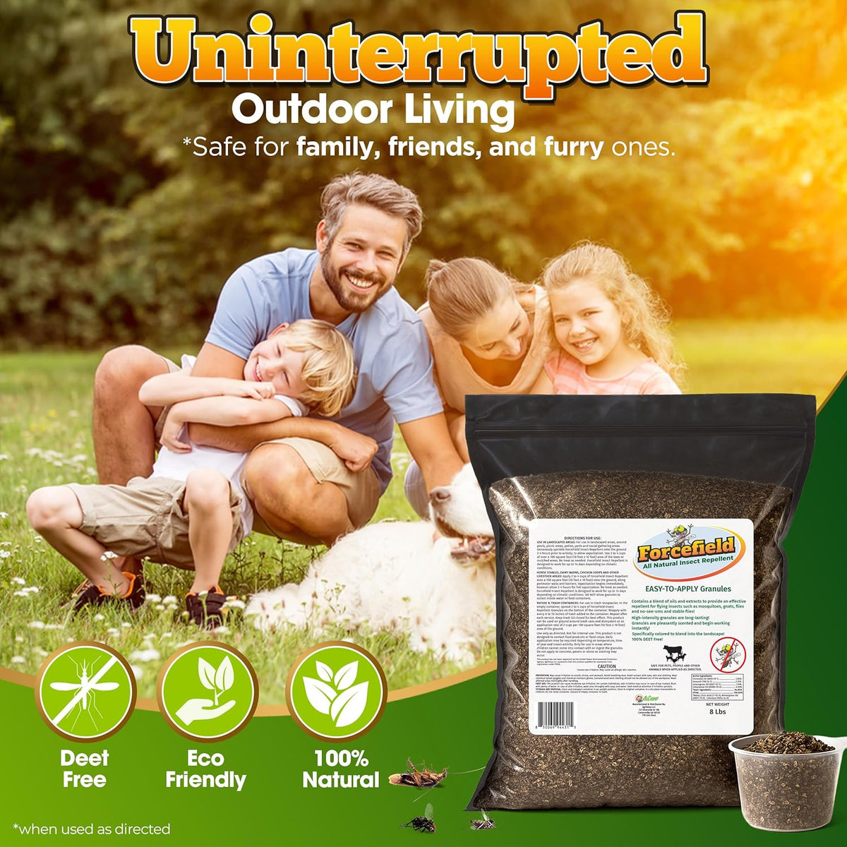 ForceField Natural Flea, Tick, Mosquito Yard Treatment - Repellent Granules for Backyard Mosquito