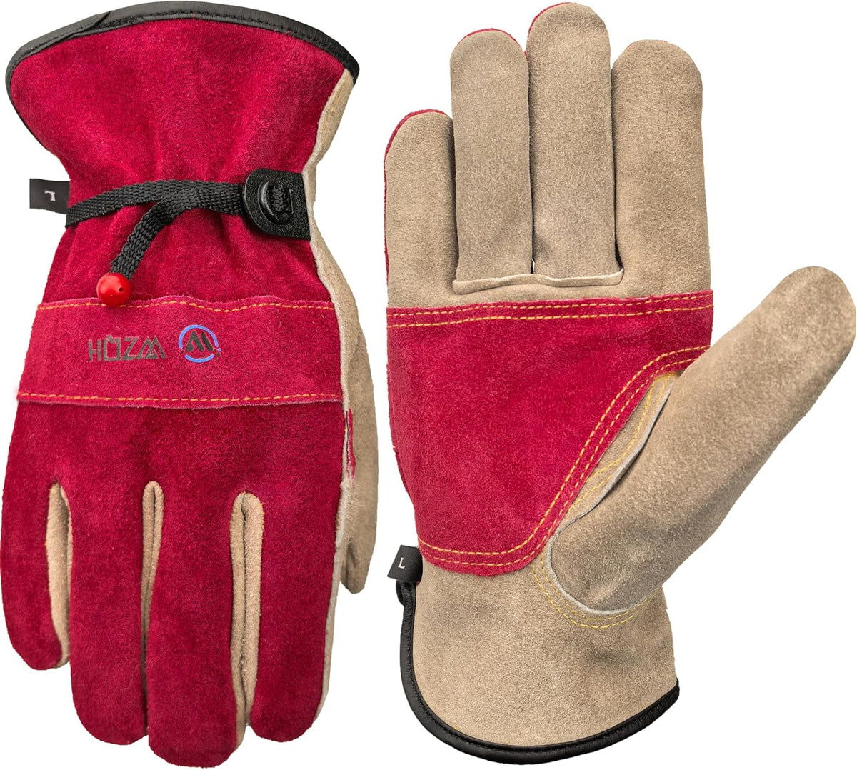 Leather Work Gloves for Women, Large Glove for Gardening, Tig/Mig Welding, Construction, Chainsaw