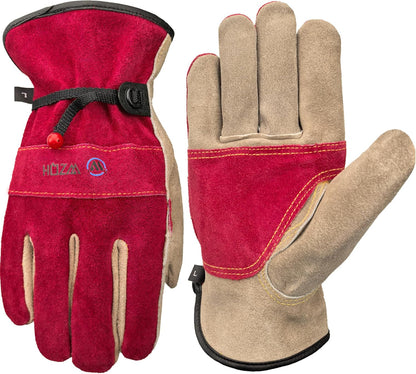 Leather Work Gloves for Women, Large Glove for Gardening, Tig/Mig Welding, Construction, Chainsaw