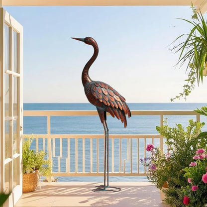 chisheen Outdoor Garden Crane Statues and Sculptures Metal Yard Art Statue for Garden Decoration