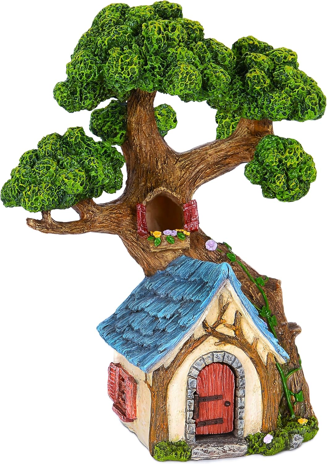 Mood Lab Fairy House - Fairy Garden Miniature Tree House - 8.5 Inch Tall Outdoor Decor for Fairies