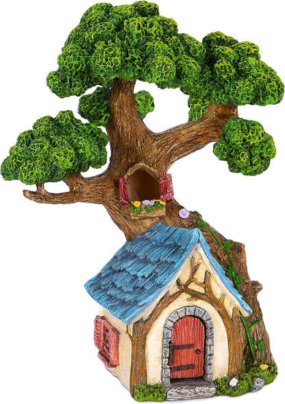 Mood Lab Fairy House - Fairy Garden Miniature Tree House - 8.5 Inch Tall Outdoor Decor for Fairies