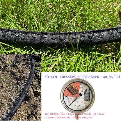 Hlinker Flat Soaker Hose 100 FT for Garden Beds, 50Ft 2Packs 1/2" Linkable Consistent Drip